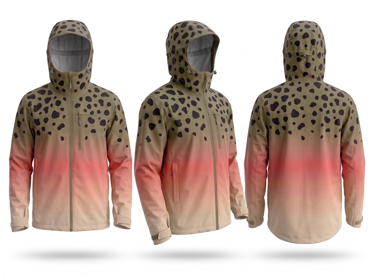 Wet jacket front side back views