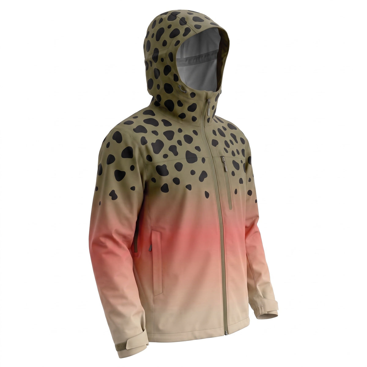 Wet trout pattern jacket three-quarter view